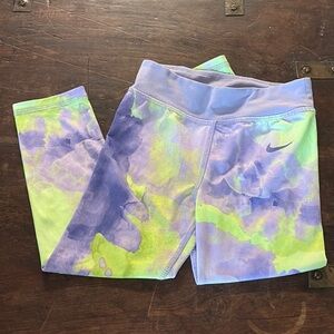 Nike Kids Tie-Dye Leggings - Purple and Green